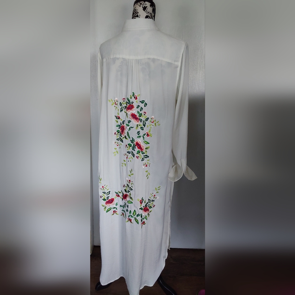 PHILOSOPHY EMBROIDERED SHIRT DUSTER/DRESS L